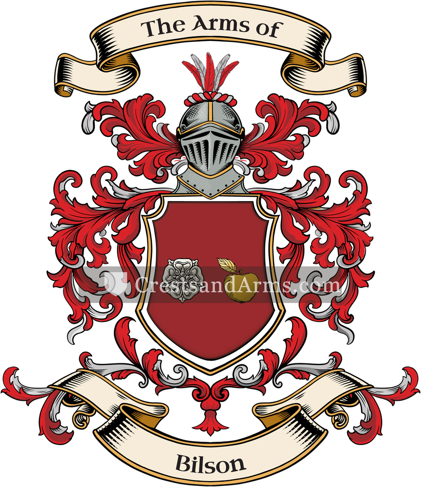 The Bilson coat of arms, drawn from the recorded blazon