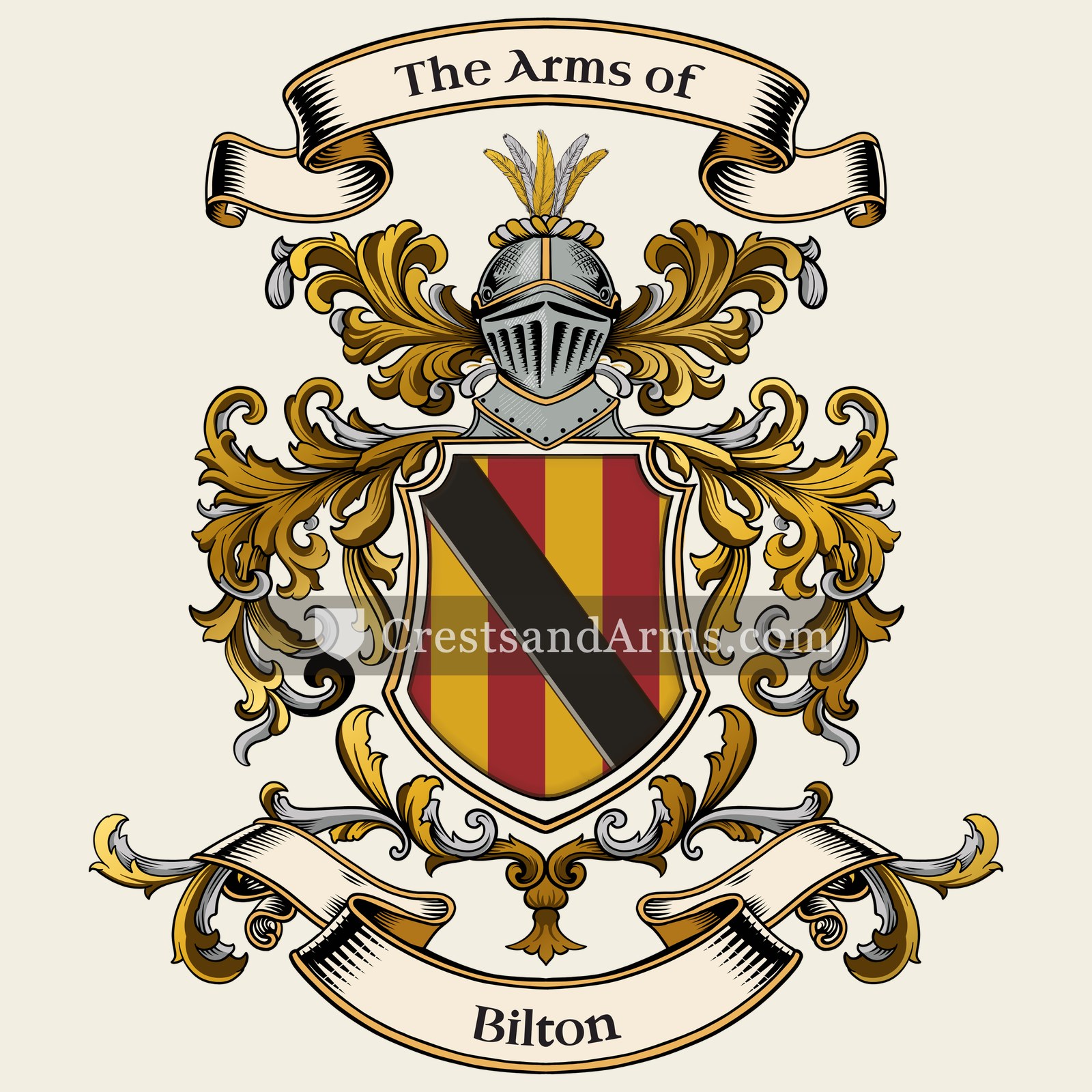 The Bilton coat of arms, drawn from the recorded blazon