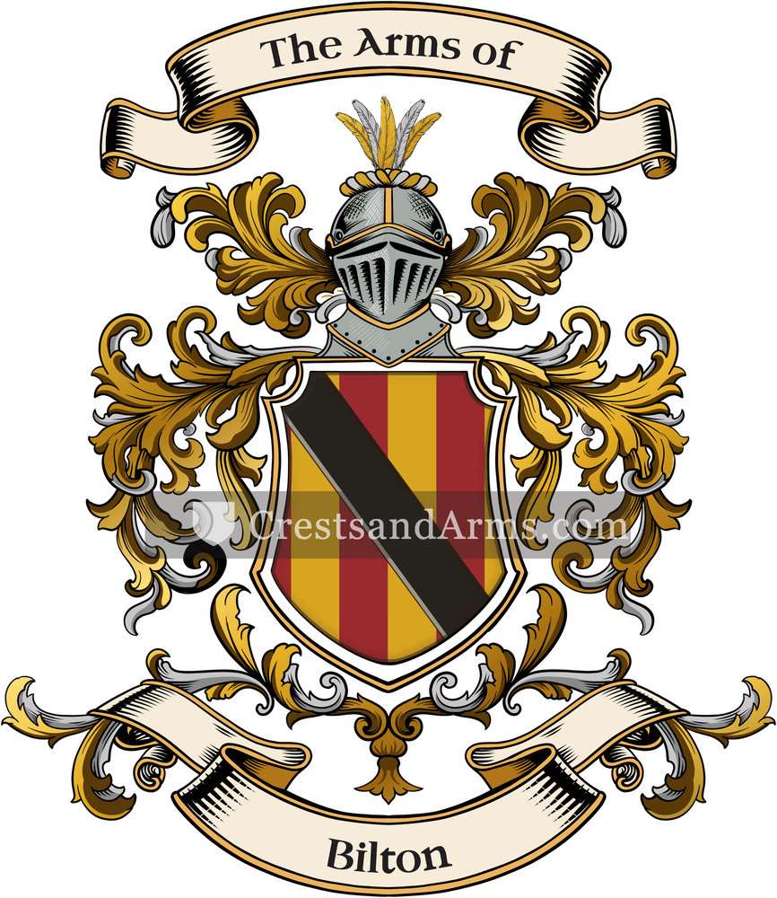 The Bilton coat of arms, drawn from the recorded blazon