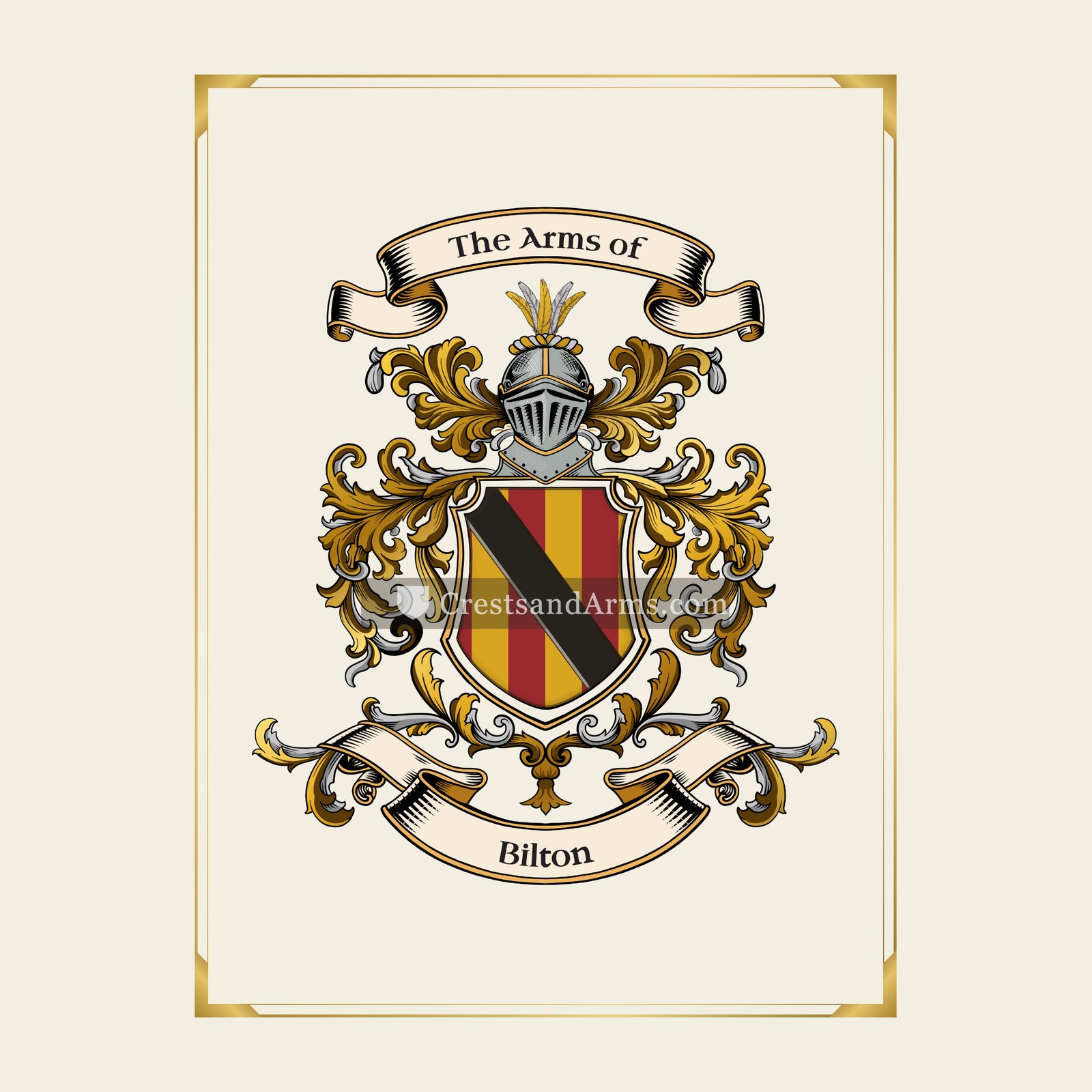 With gold border