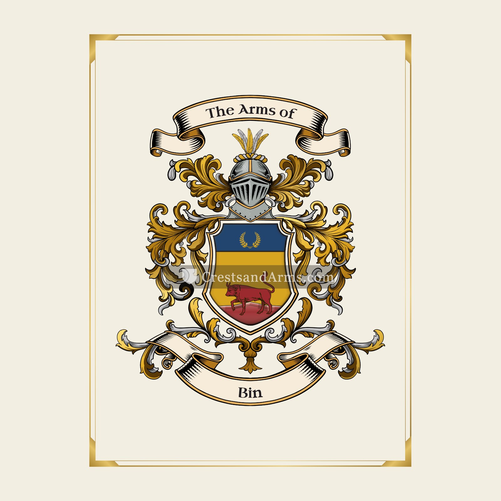 With gold border
