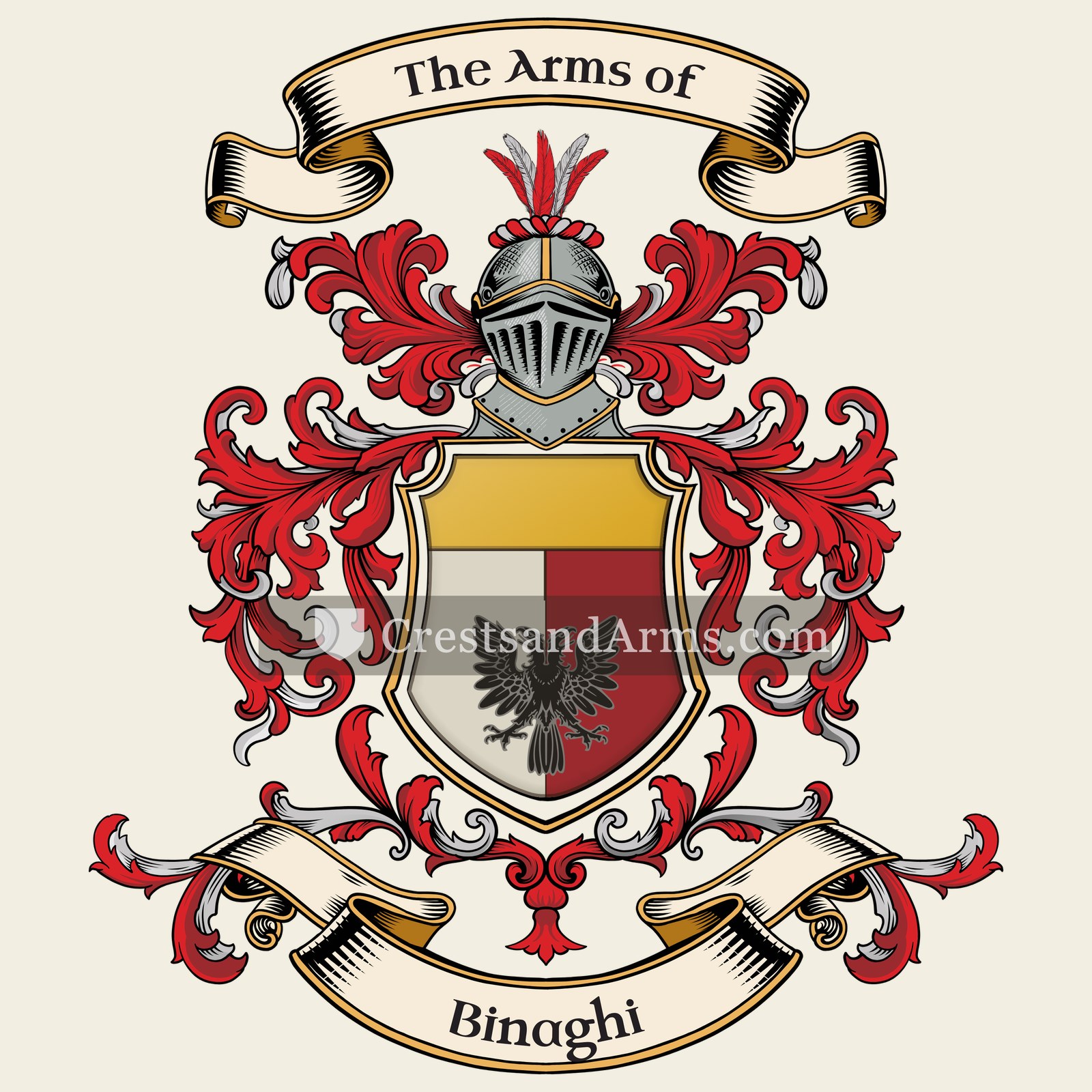 The Binaghi coat of arms, drawn from the recorded blazon