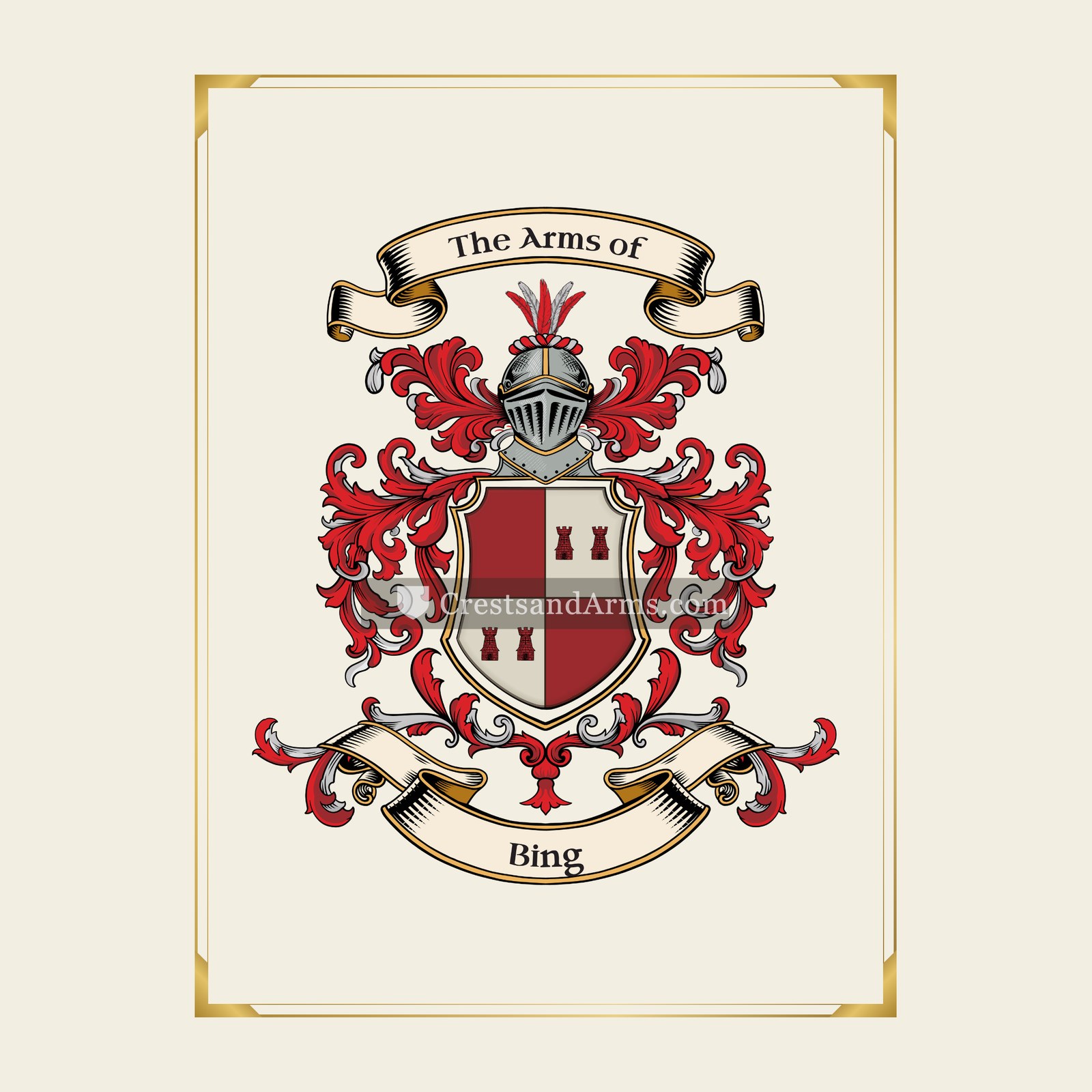 With gold border