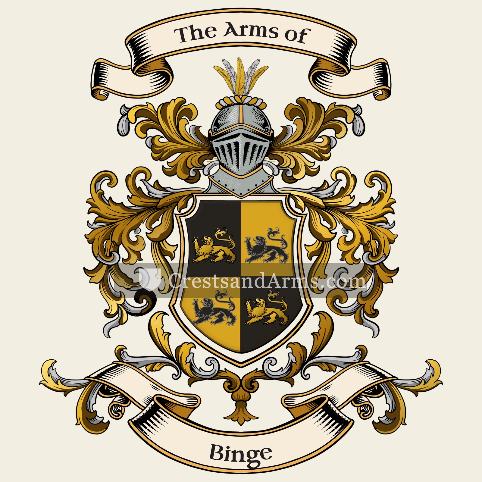 The Binge coat of arms, drawn from the recorded blazon