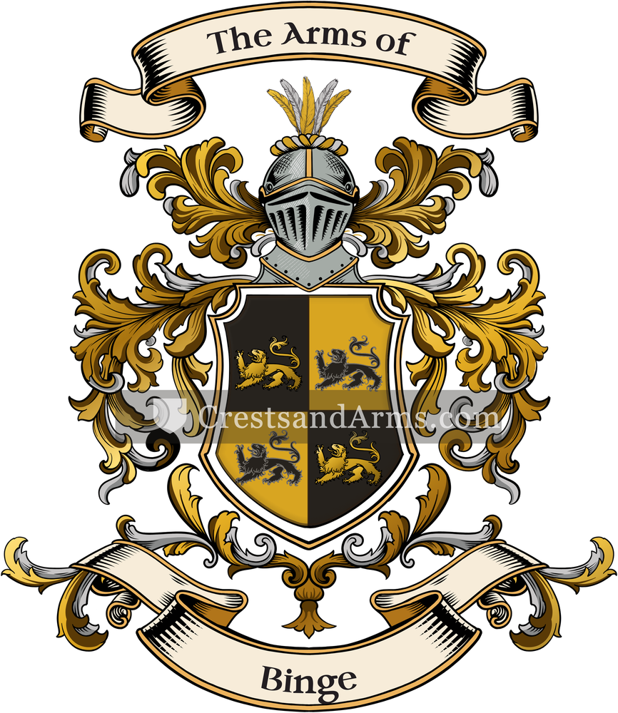 The Binge coat of arms, drawn from the recorded blazon