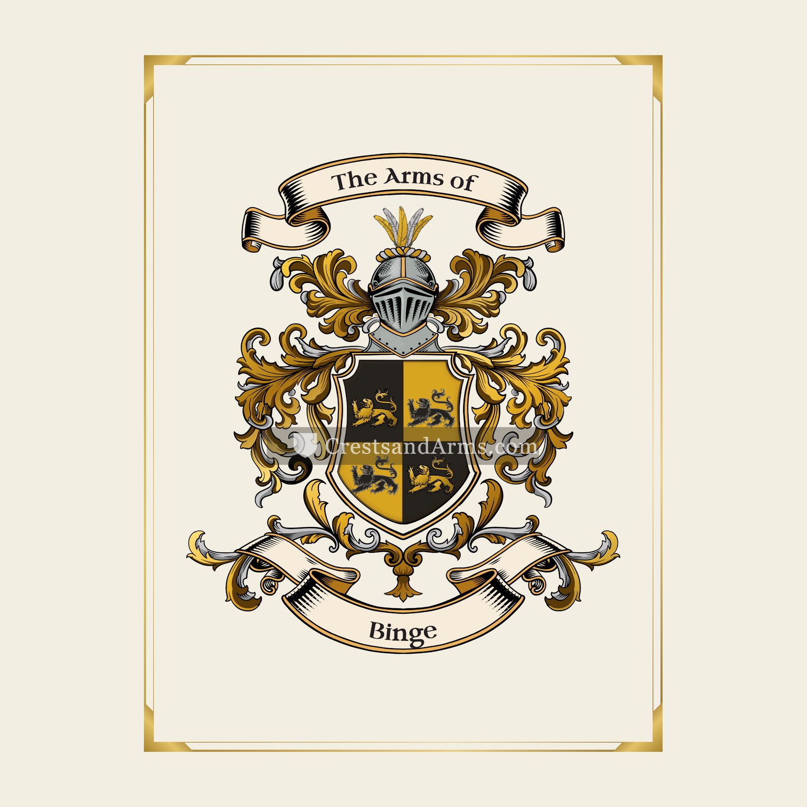With gold border