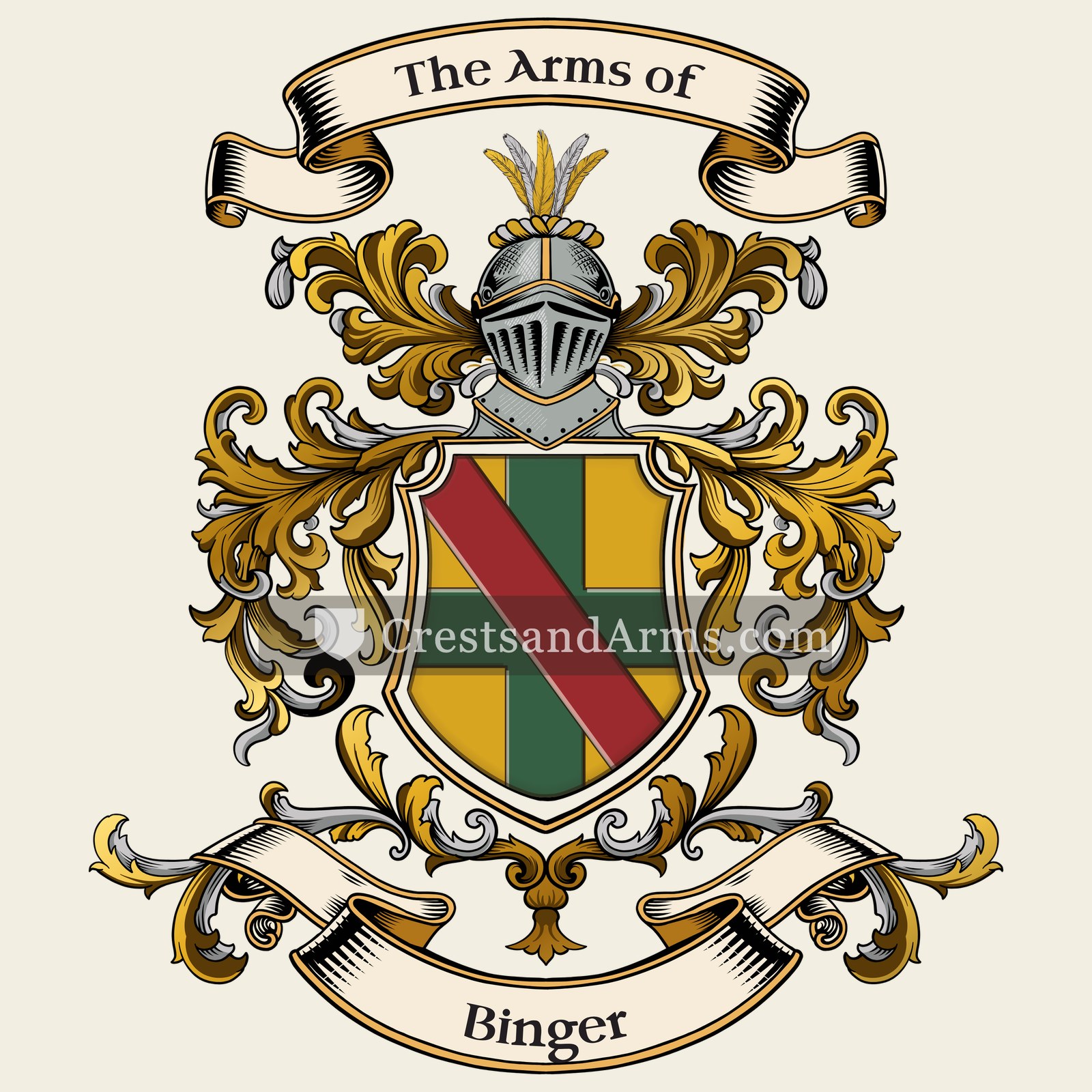 The Binger coat of arms, drawn from the recorded blazon