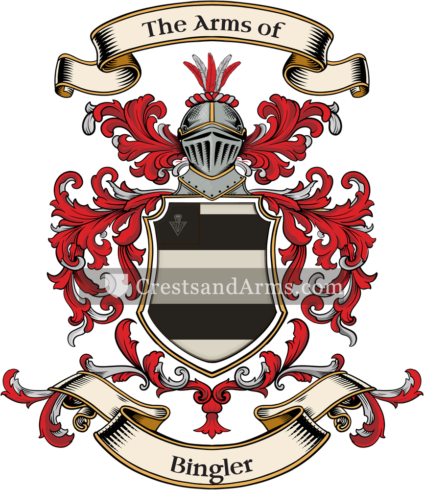 The Bingler coat of arms, drawn from the recorded blazon