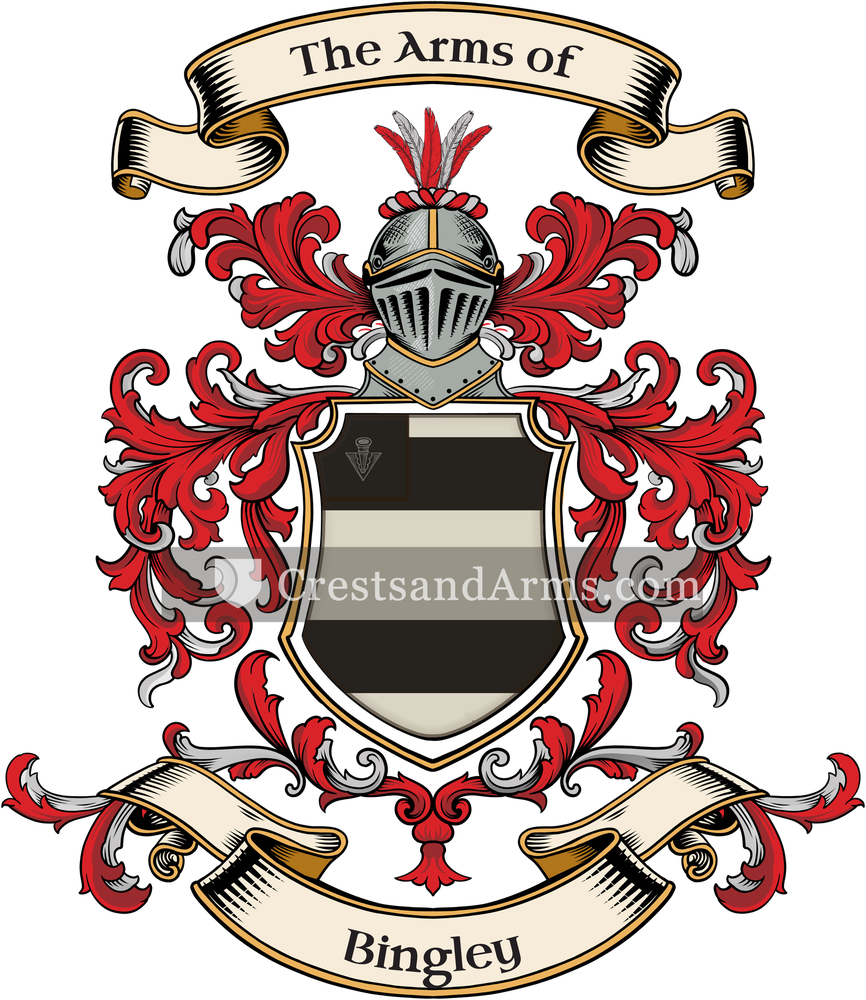 The Bingley coat of arms, drawn from the recorded blazon