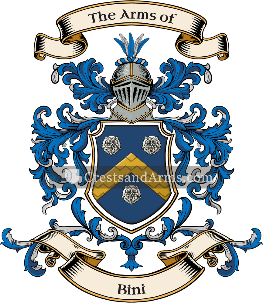 The Bini coat of arms, drawn from the recorded blazon