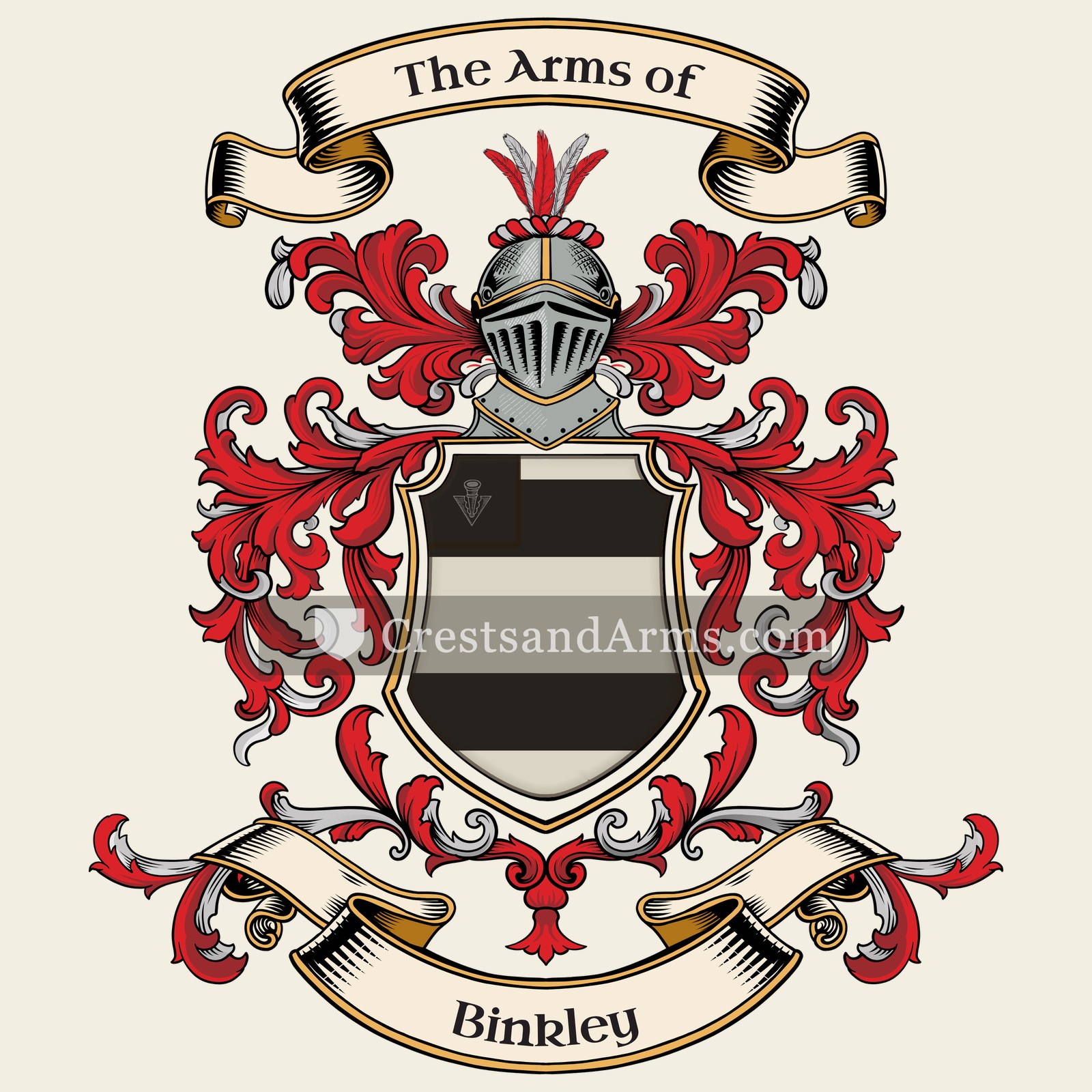 The Binkley coat of arms, drawn from the recorded blazon