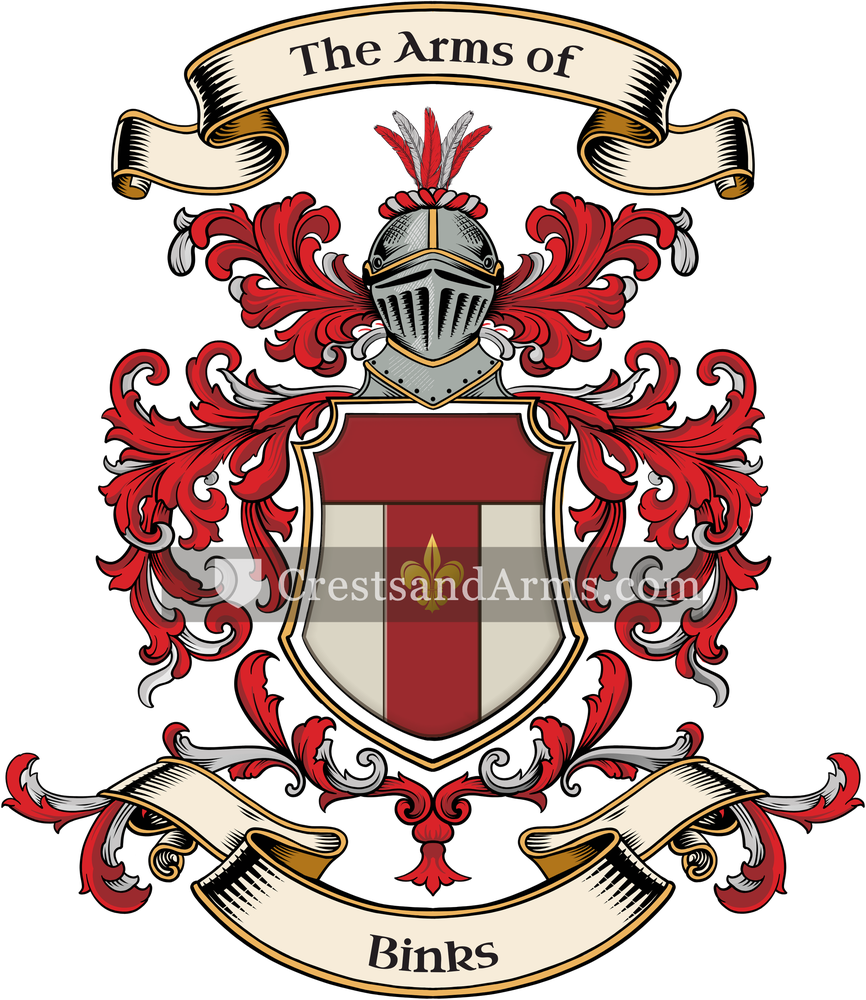 The Binks coat of arms, drawn from the recorded blazon