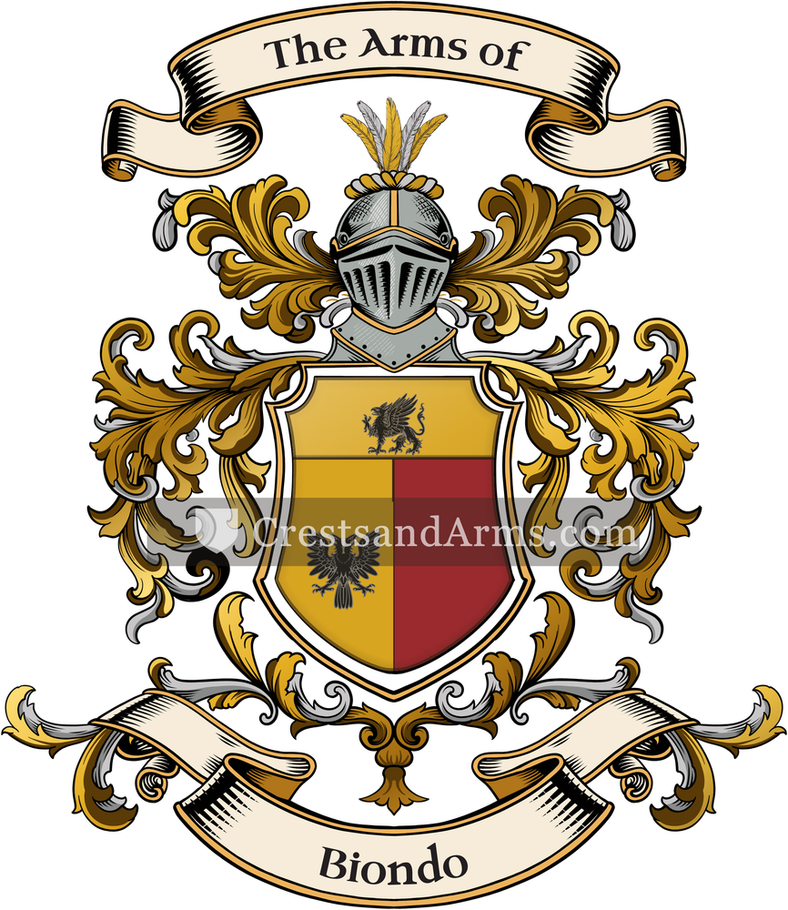 The Biondo coat of arms, drawn from the recorded blazon