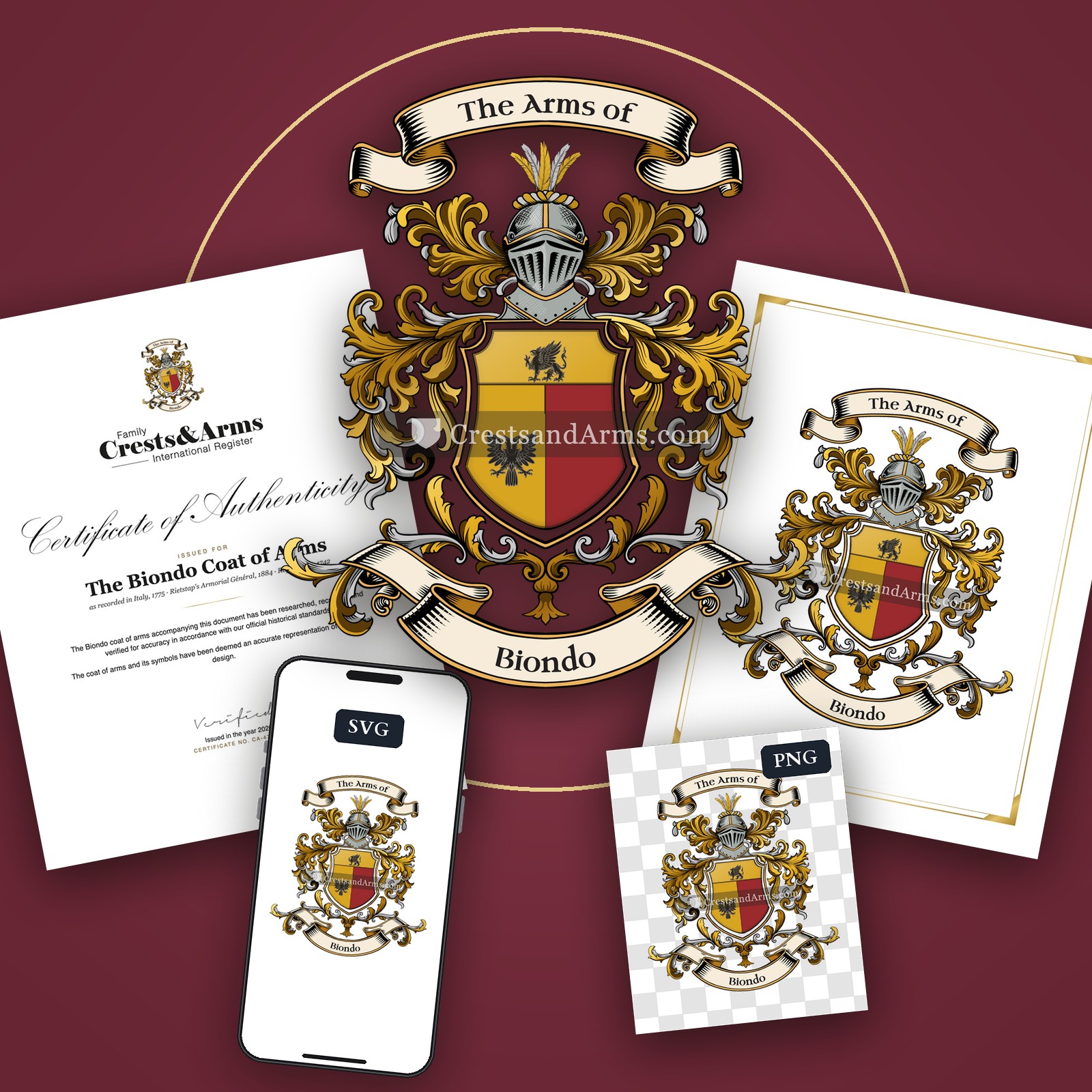 The Biondo arms on the coat of arms — digital pack