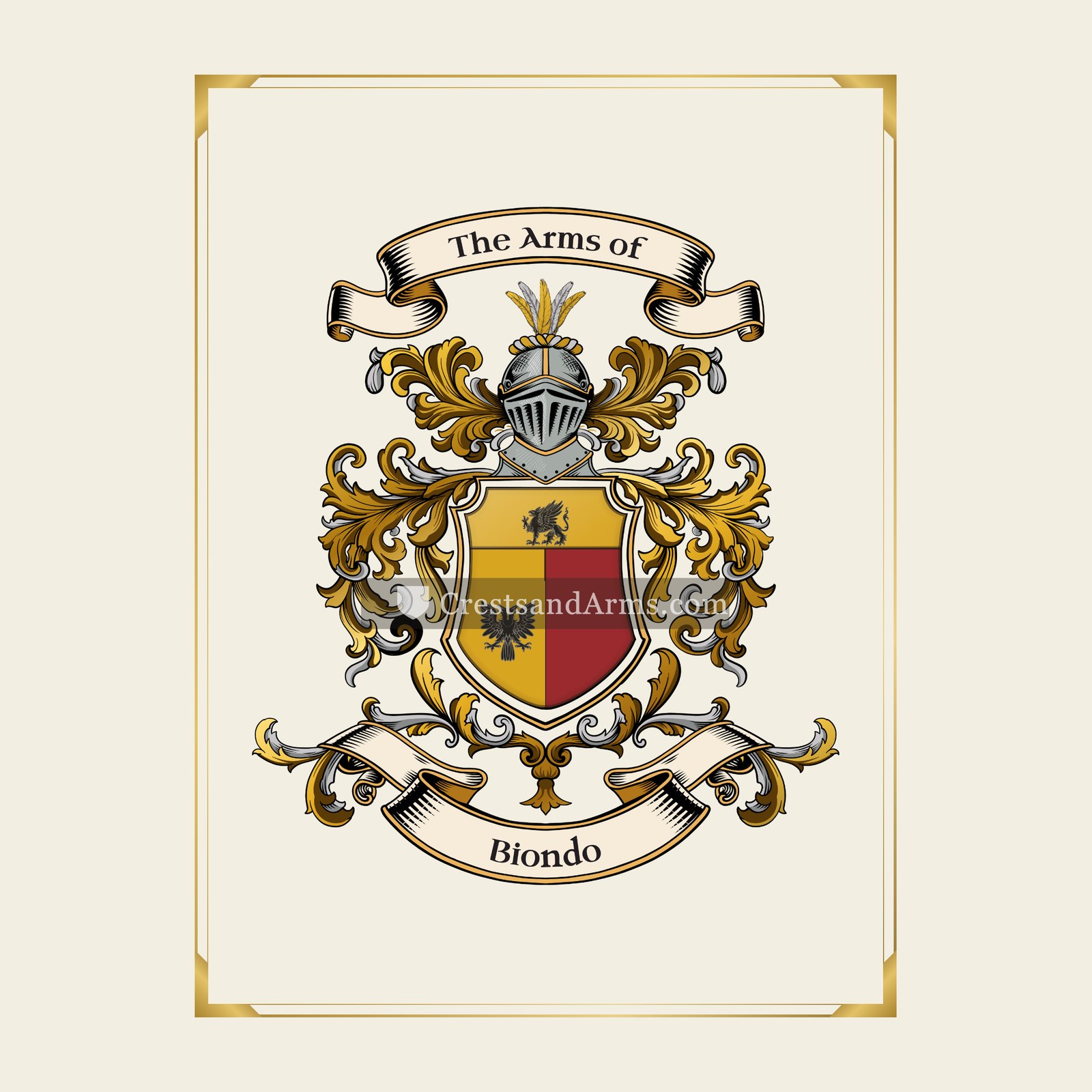With gold border