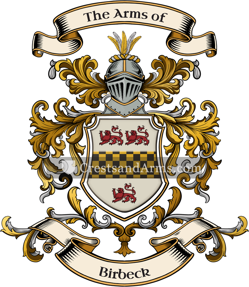 The Birbeck coat of arms, drawn from the recorded blazon