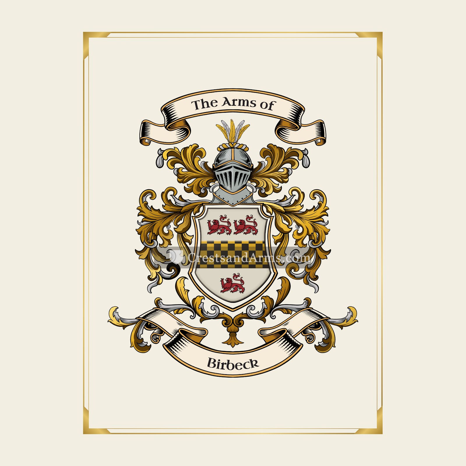 With gold border