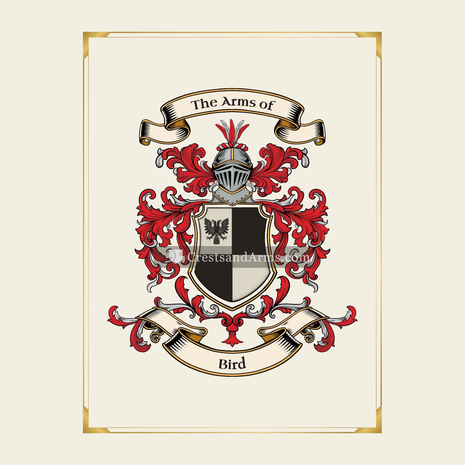 With gold border