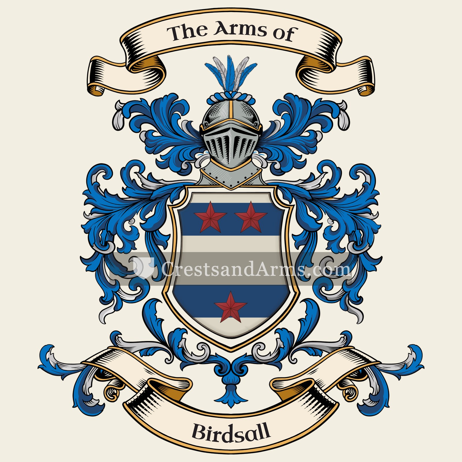The Birdsall coat of arms, drawn from the recorded blazon