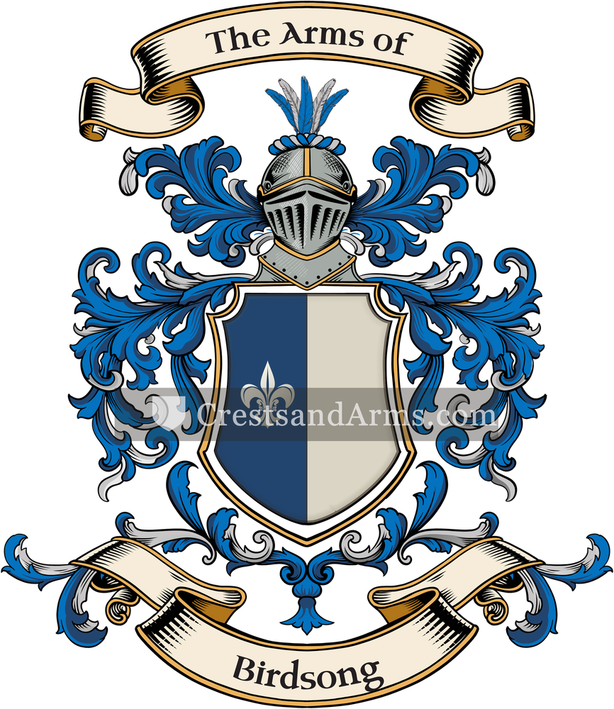 The Birdsong coat of arms, drawn from the recorded blazon