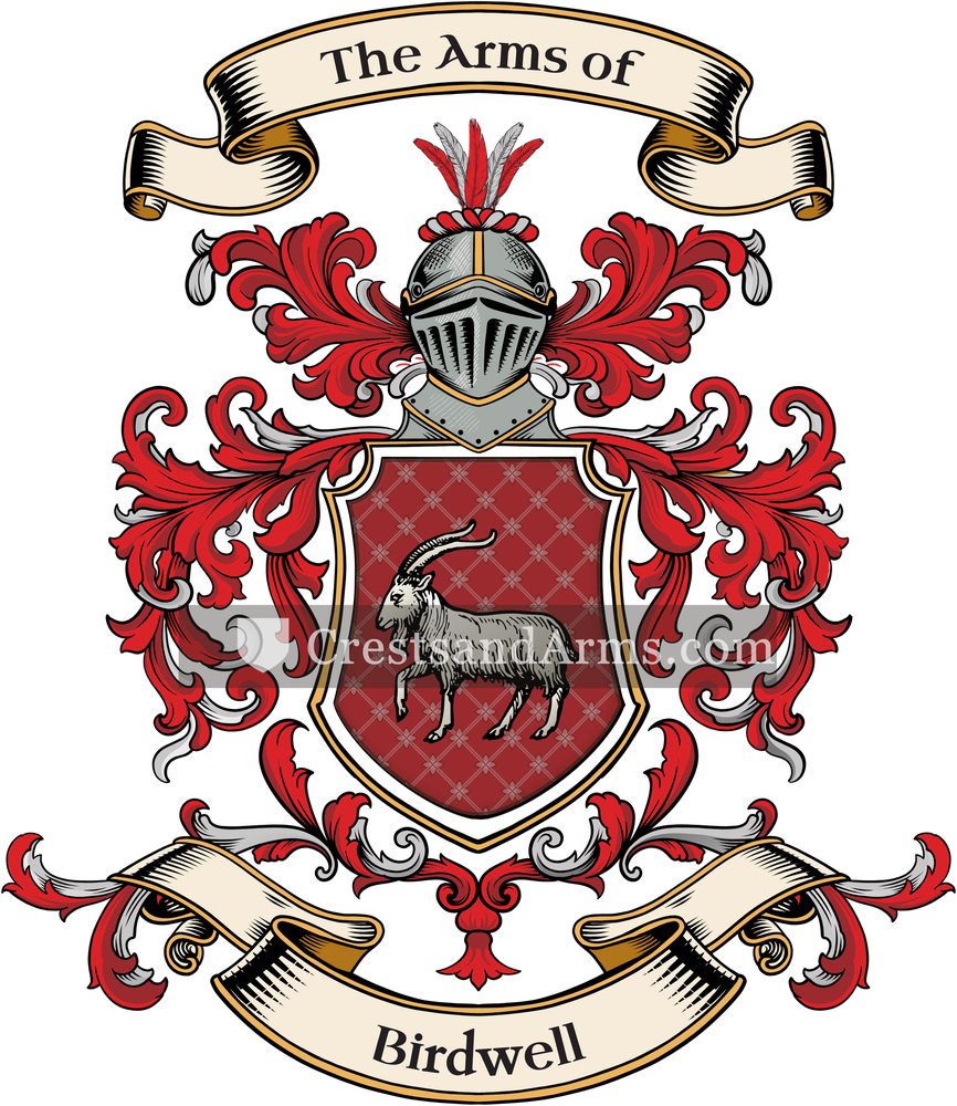 The Birdwell coat of arms, drawn from the recorded blazon