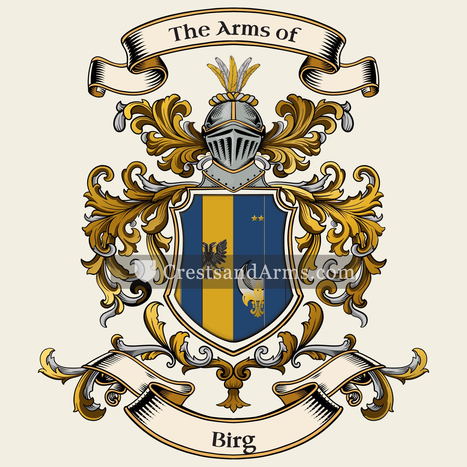 The Birg coat of arms, drawn from the recorded blazon