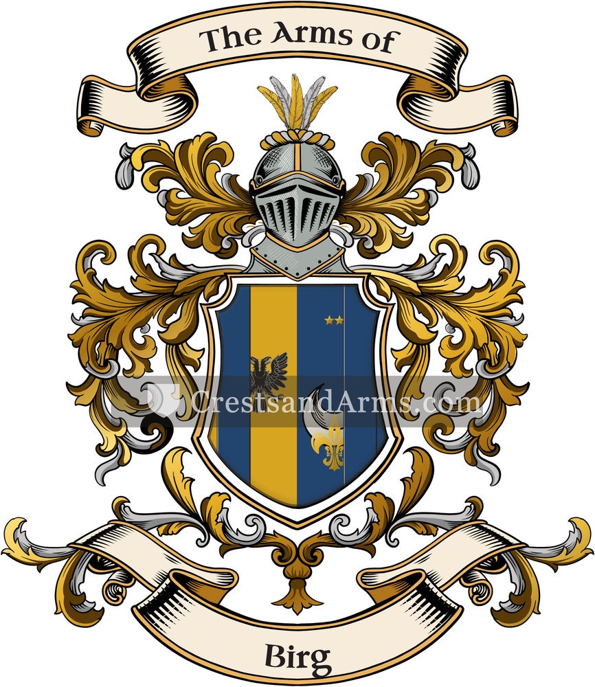 The Birg coat of arms, drawn from the recorded blazon