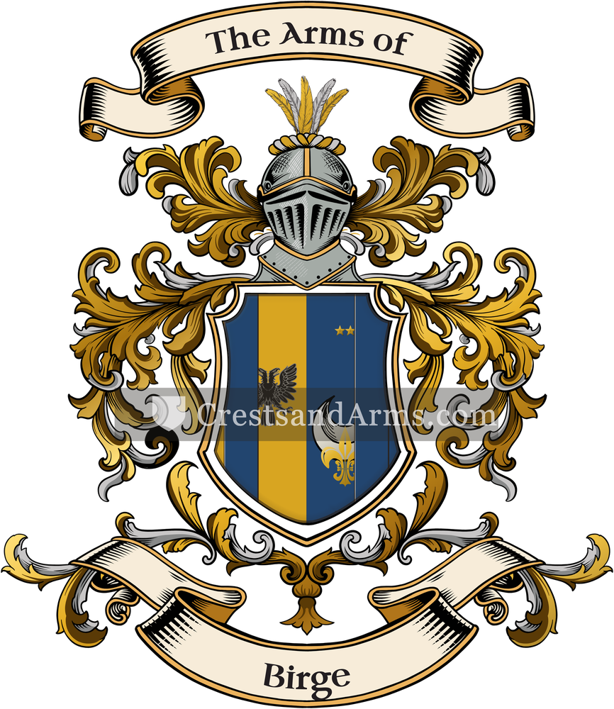 The Birge coat of arms, drawn from the recorded blazon