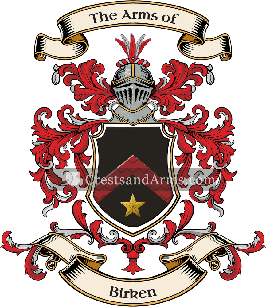 The Birken coat of arms, drawn from the recorded blazon