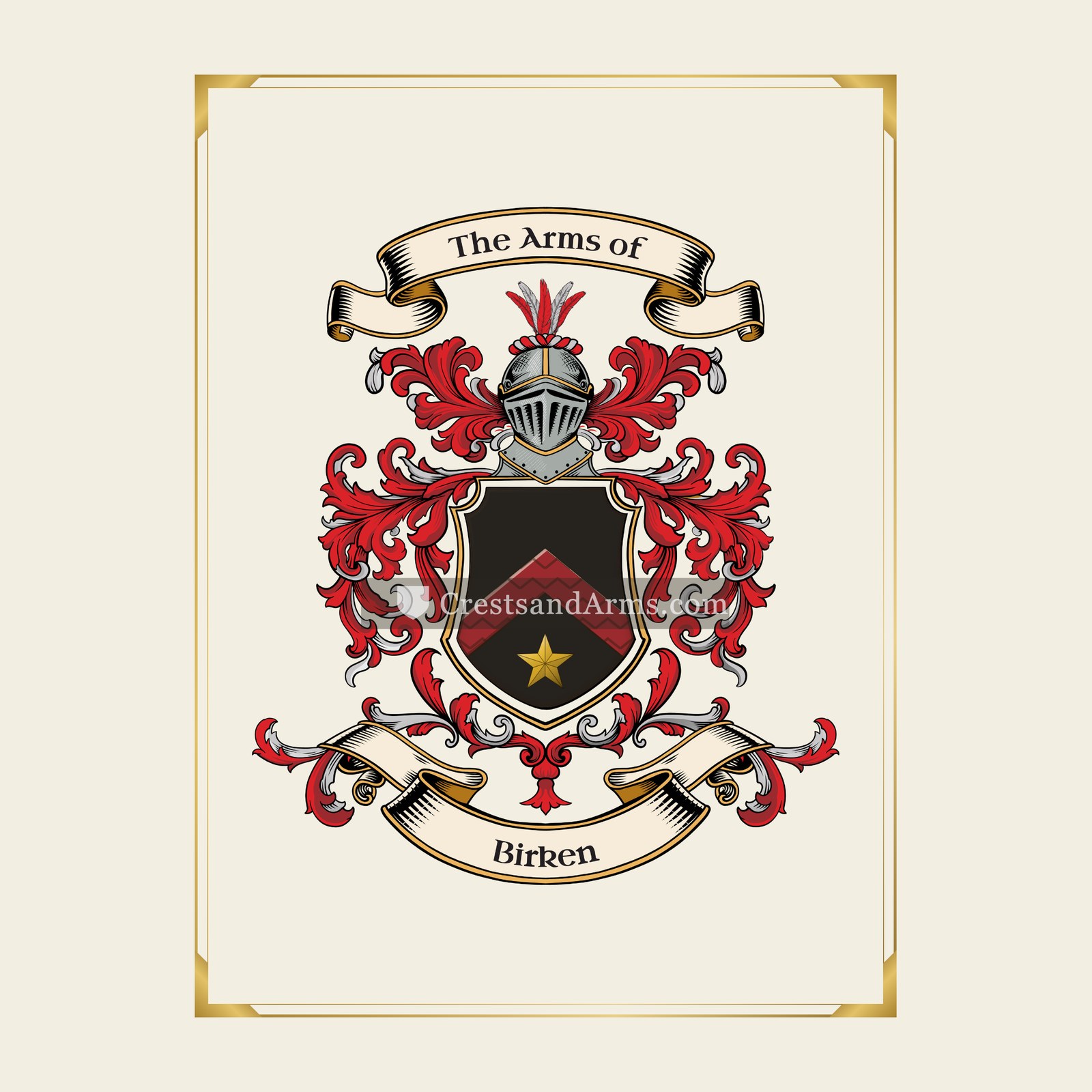 With gold border