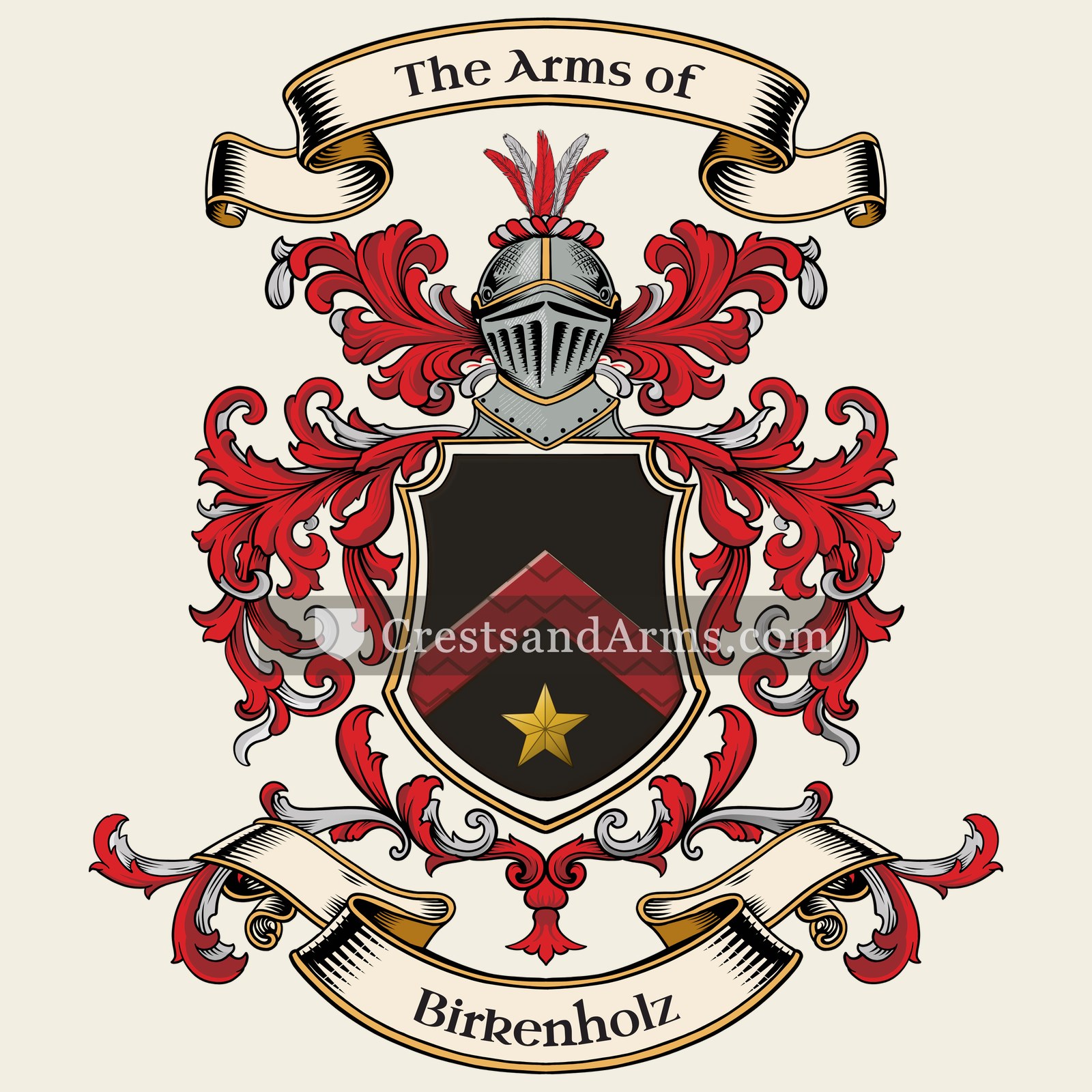 The Birkenholz coat of arms, drawn from the recorded blazon