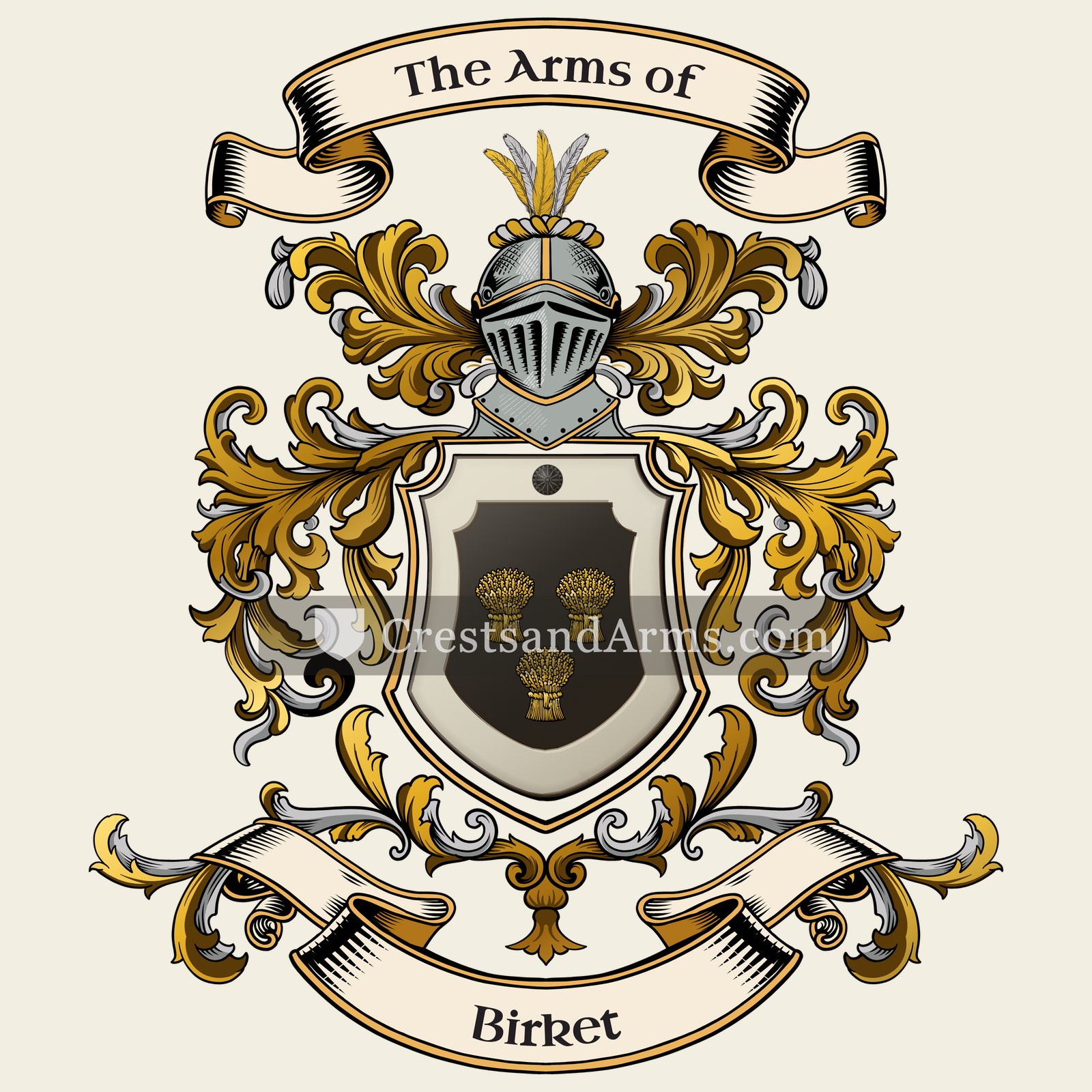 The Birket coat of arms, drawn from the recorded blazon