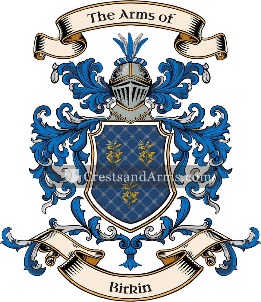 The Birkin coat of arms, drawn from the recorded blazon
