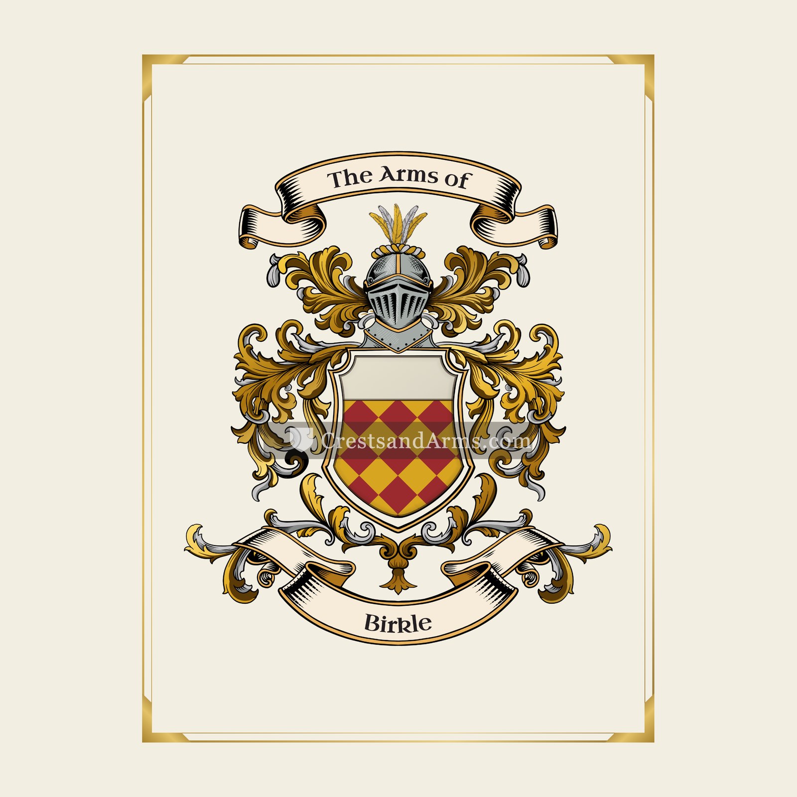 With gold border