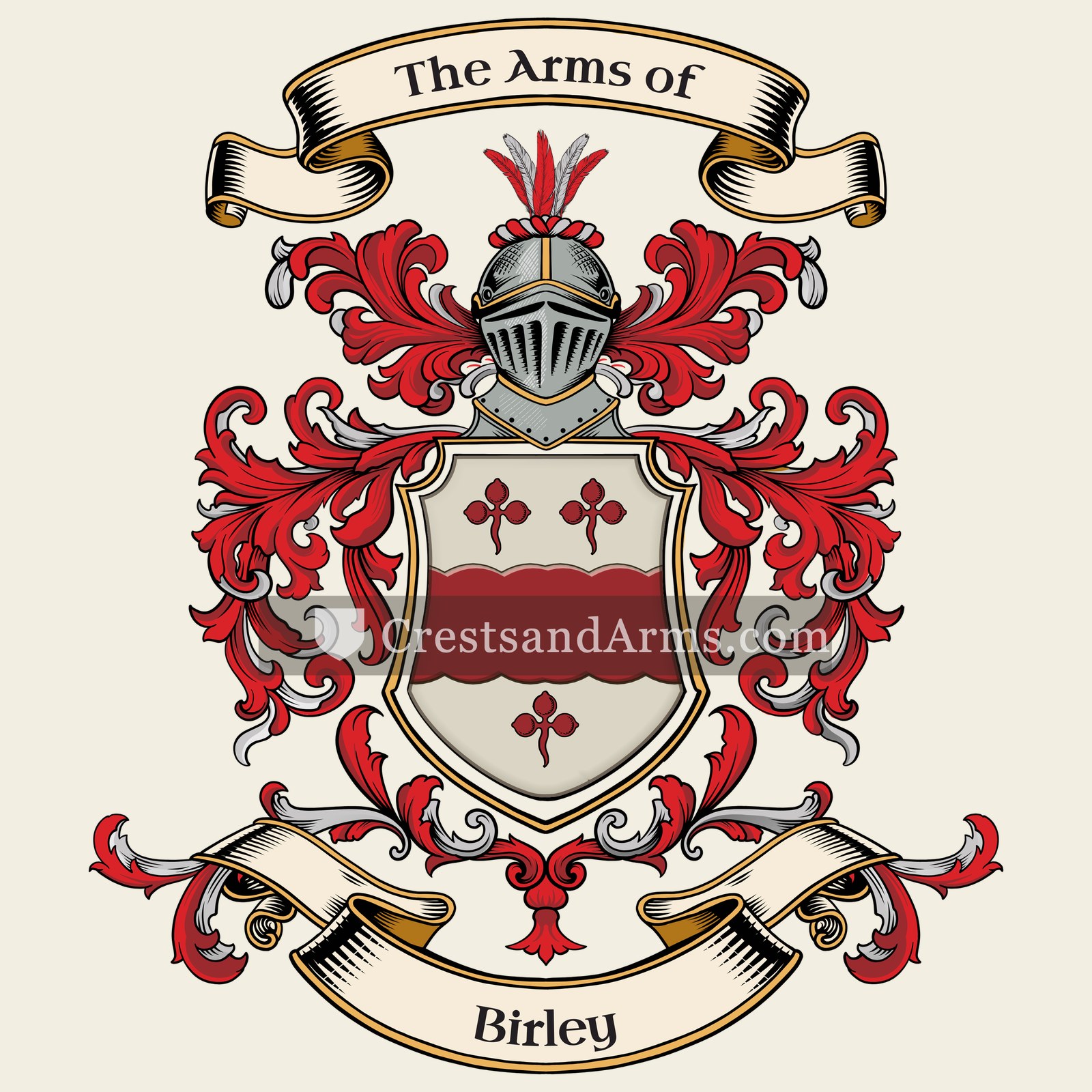 The Birley coat of arms, drawn from the recorded blazon