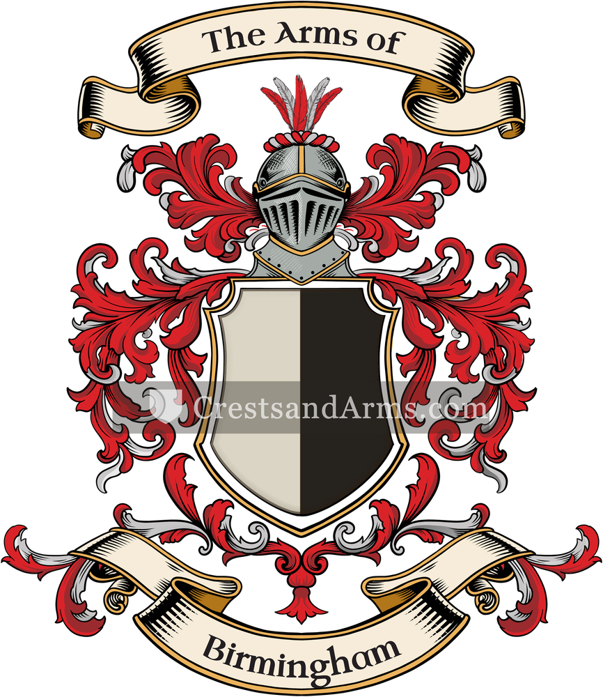 The Birmingham coat of arms, drawn from the recorded blazon