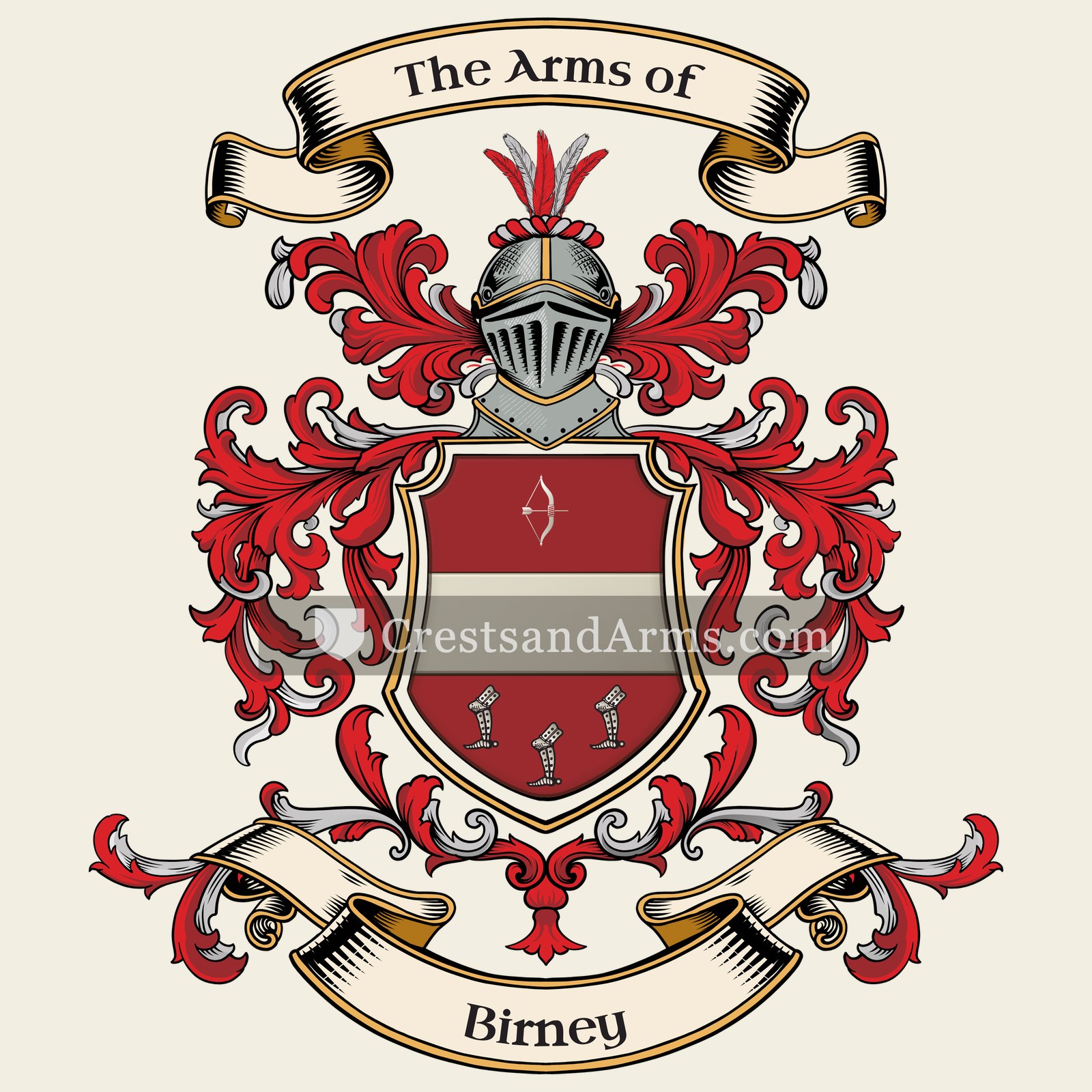 The Birney coat of arms, drawn from the recorded blazon
