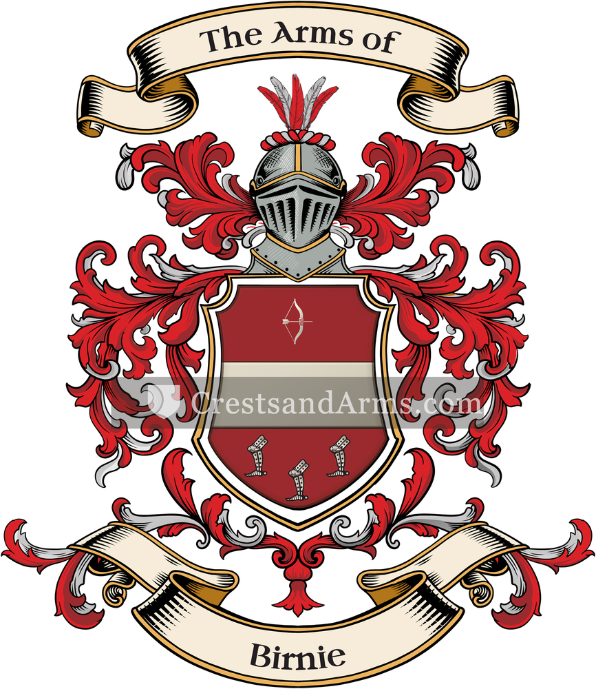 The Birnie coat of arms, drawn from the recorded blazon