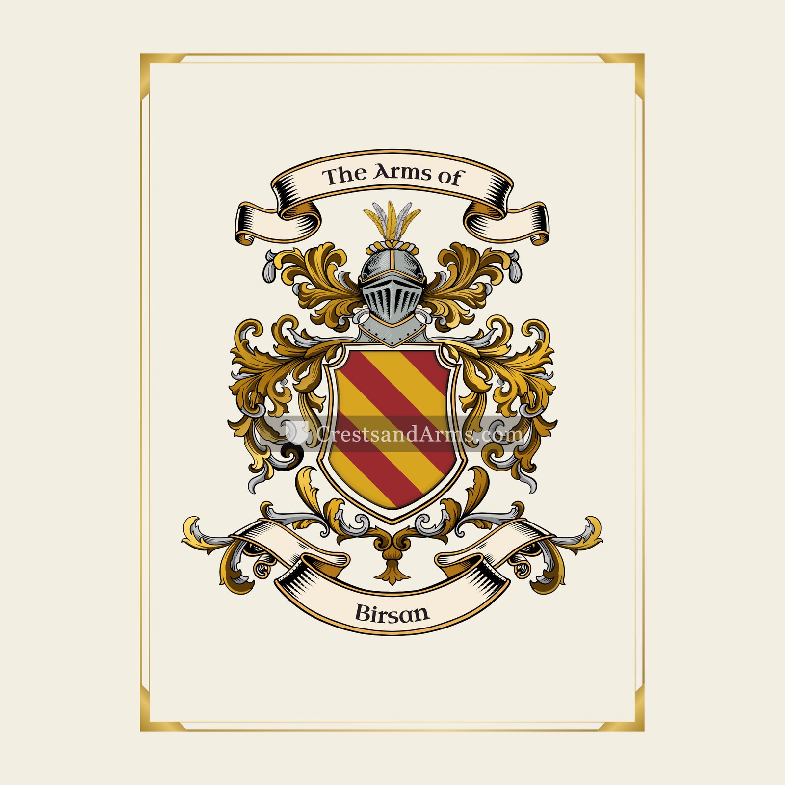 With gold border
