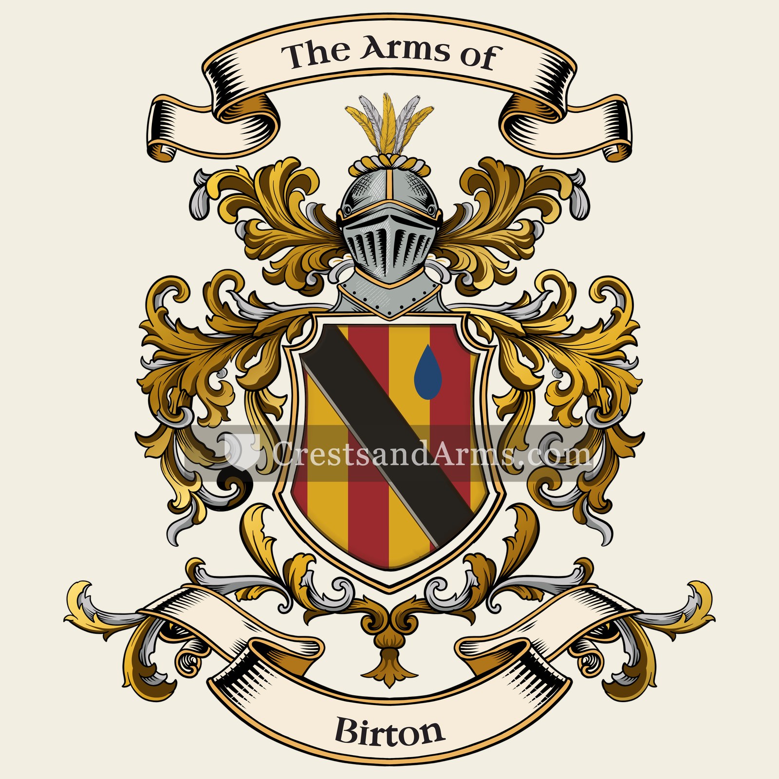 The Birton coat of arms, drawn from the recorded blazon