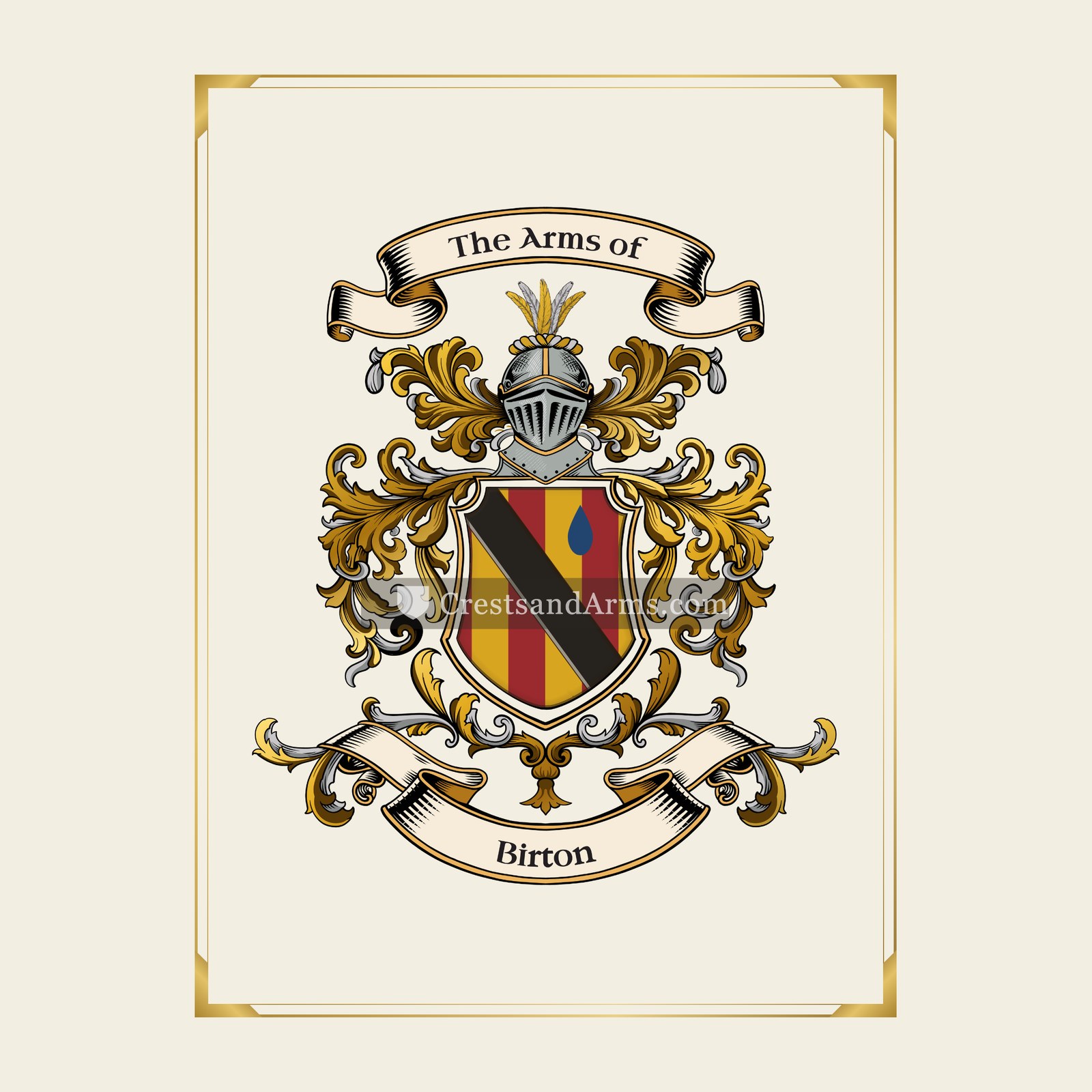 With gold border