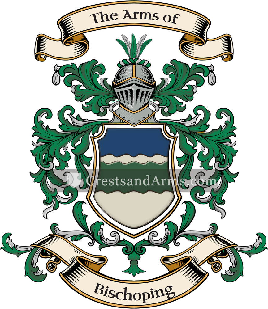 The Bischoping coat of arms, drawn from the recorded blazon