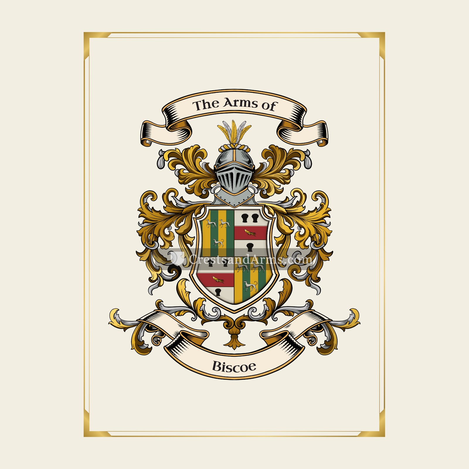 With gold border