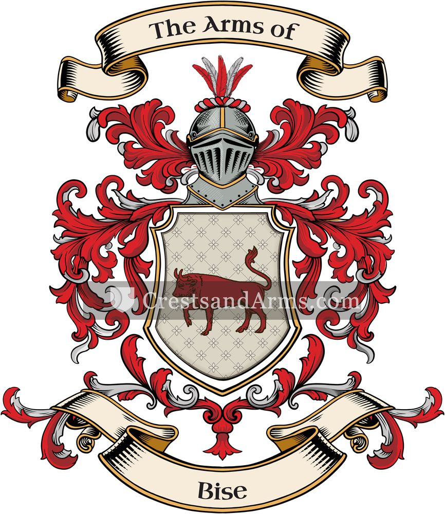 The Bise coat of arms, drawn from the recorded blazon