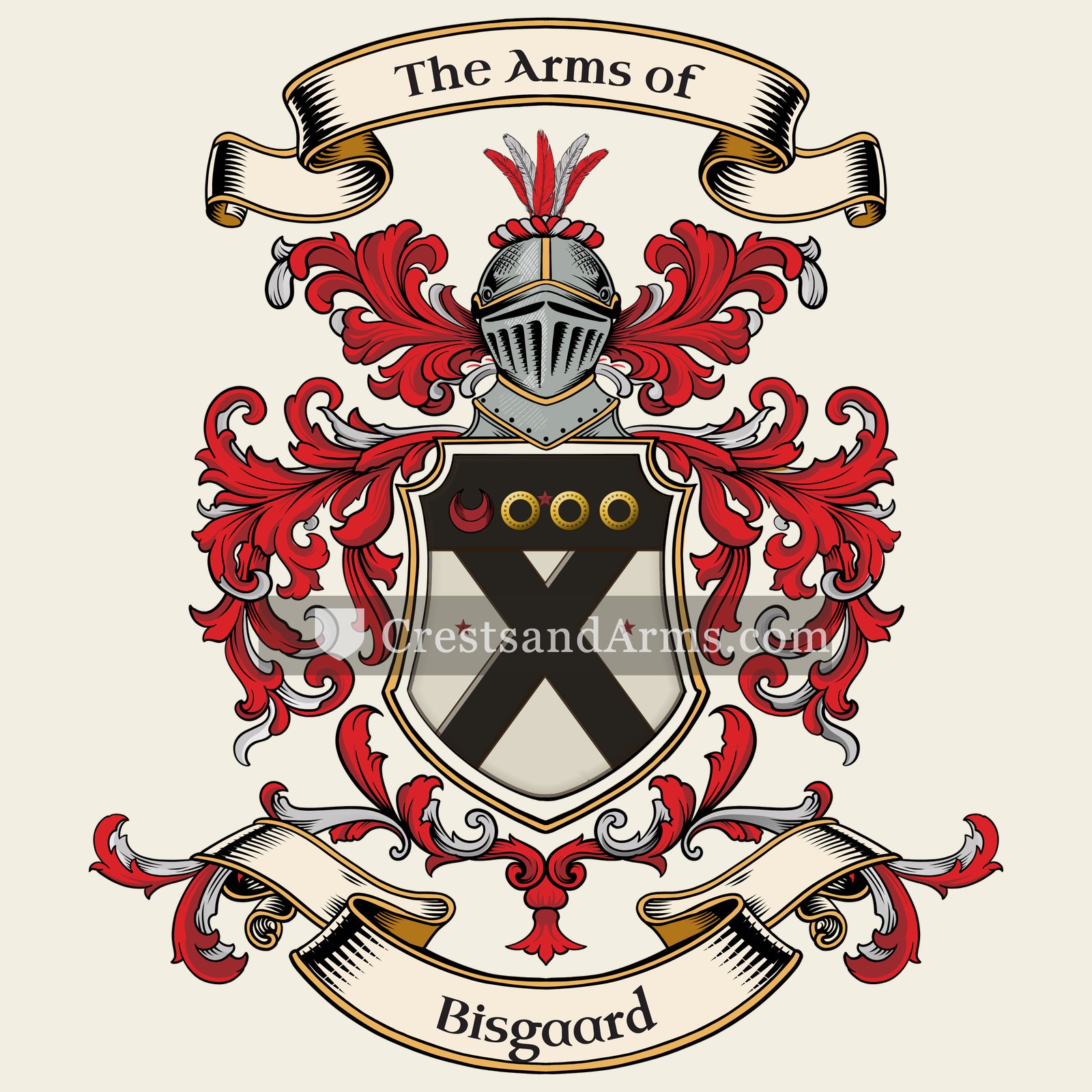 The Bisgaard coat of arms, drawn from the recorded blazon