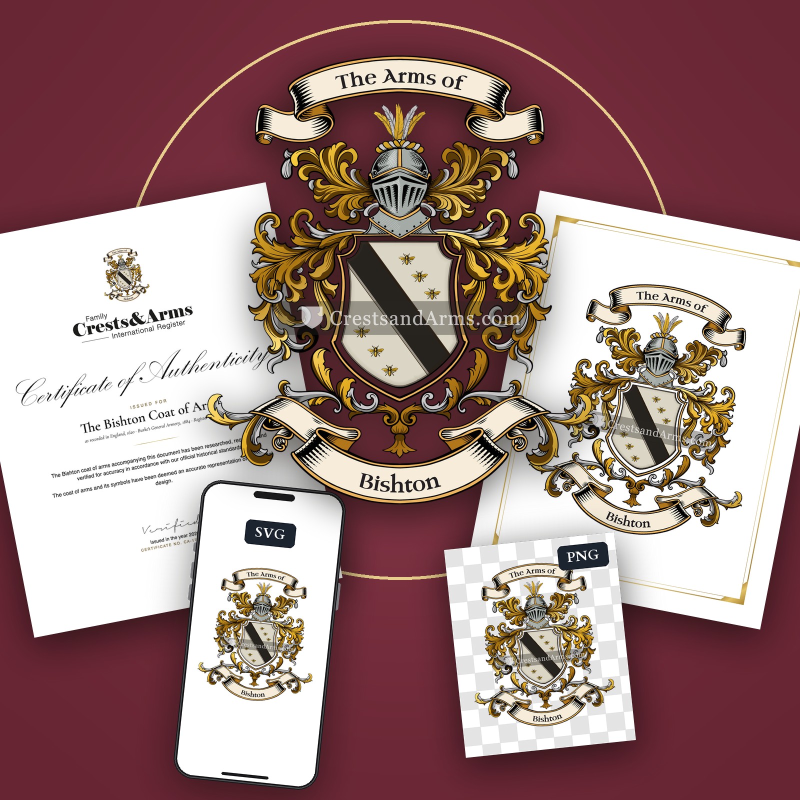 The Bishton arms on the coat of arms — digital pack