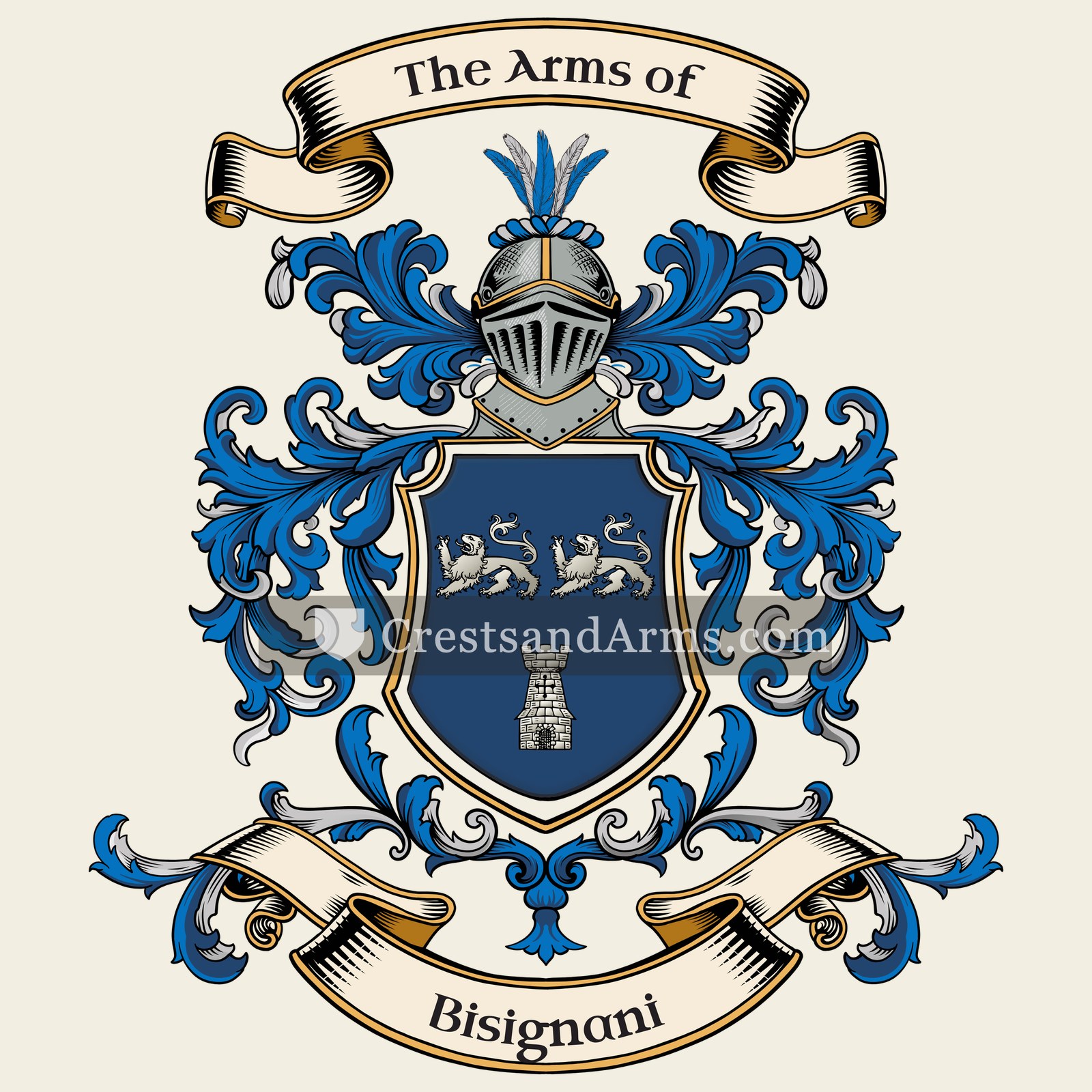 The Bisignani coat of arms, drawn from the recorded blazon