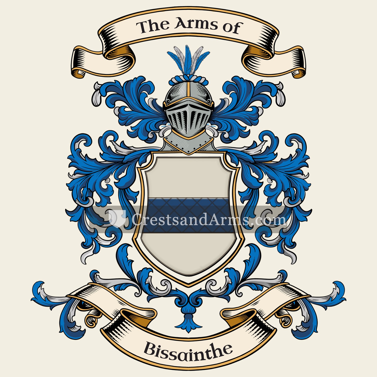 The Bissainthe coat of arms, drawn from the recorded blazon