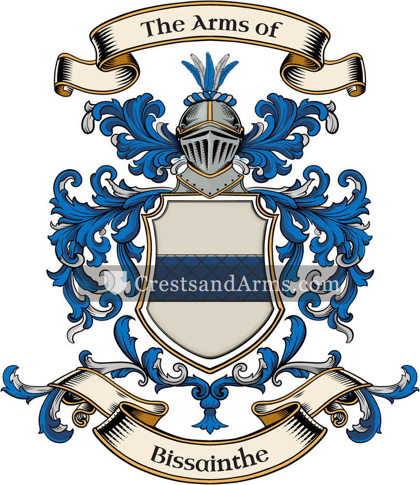 The Bissainthe coat of arms, drawn from the recorded blazon