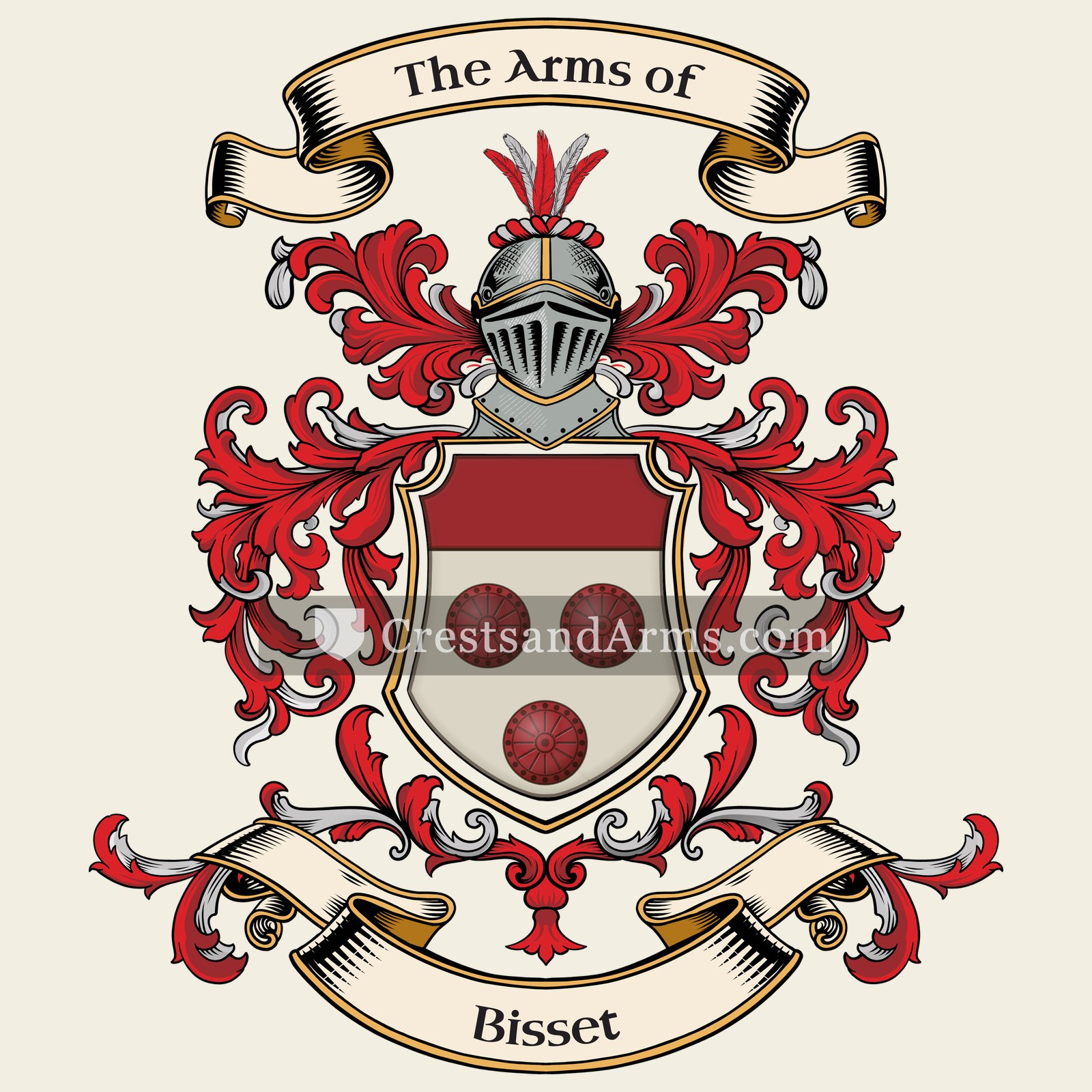 The Bisset coat of arms, drawn from the recorded blazon
